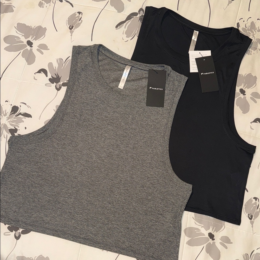 Fabletics Gray and Black Tank Tops